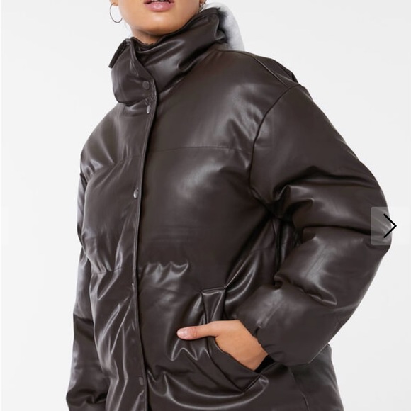 Ardene Faux Leather Puffer Jacket - Picture 2 of 16